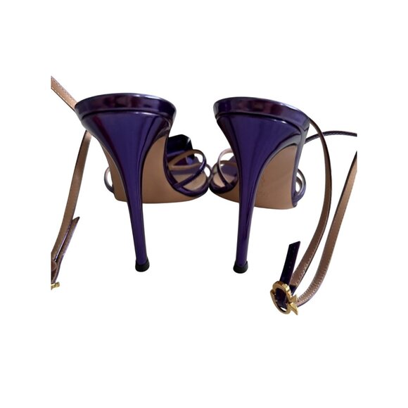 GIANVITO ROSSI Jaipur Indigo Purple Crystal Embellished Leather Sandals Heels Si - Picture 12 of 14